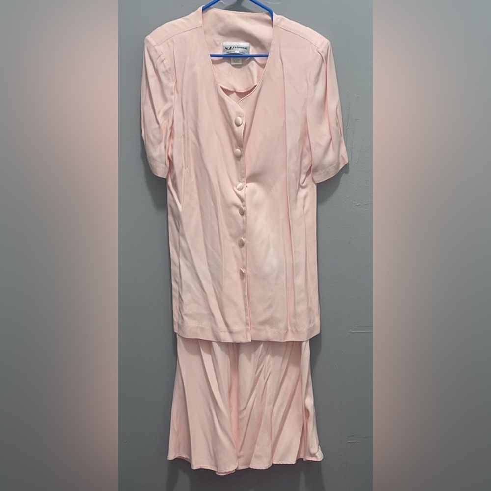 Vintage 80s/90s S.L. Fashions Pink 2-Piece Skirt Set - Size 12